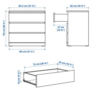 Cómoda Malm Ikea 3 cajones