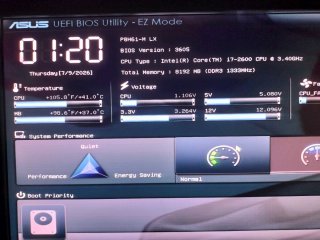 Asus P8H61-M LX + i7 2600 + 8GB DDR3