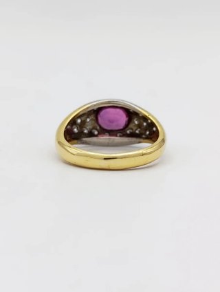 Anillo de Oro 18k bicolor - Rubi y brillantes.