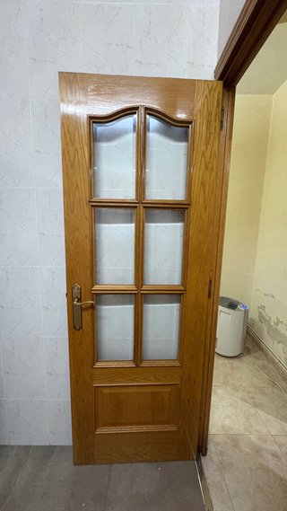 Puerta madera roble con cristal