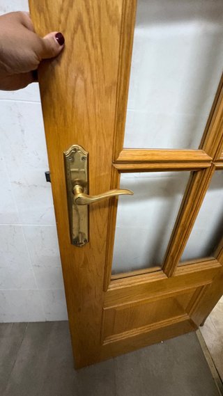 Puerta madera roble con cristal