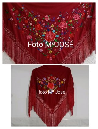 Mantoncillos flamenca madre e hija color burdeos