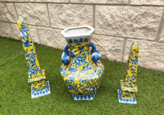 Conjunto Cerámica Azul y Amarillo