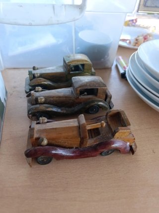Lote coches miniatura madera antiguo