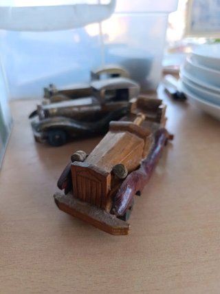 Lote coches miniatura madera antiguo