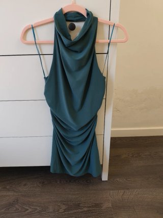 Vestido fiesta verde azulado