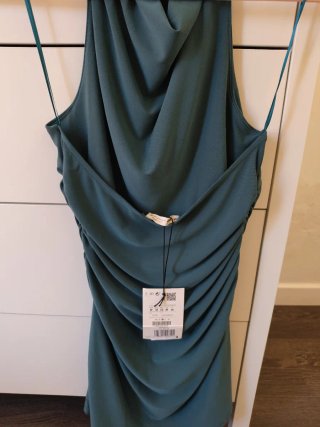 Vestido fiesta verde azulado
