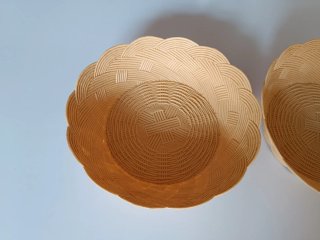 2 cestos frutero beige/dorado