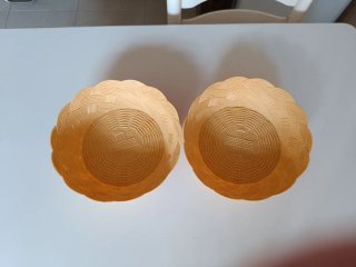 2 cestos frutero beige/dorado