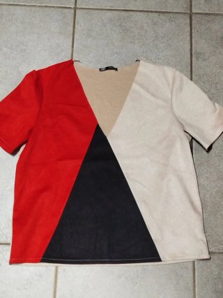 Blusa Zara scamosciata color block