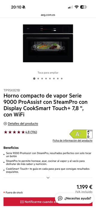 Horno AEG compacto vapor Serie 9000