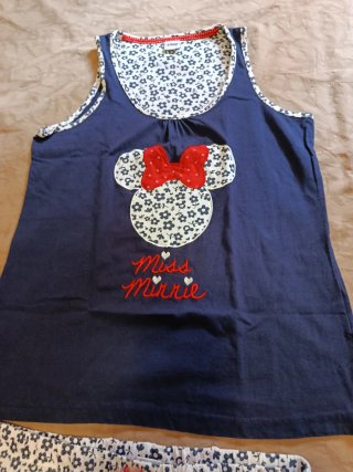 Pijama Corto Minnie Mouse Azul y Blanco