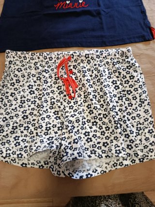 Pijama Corto Minnie Mouse Azul y Blanco