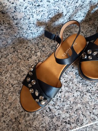 Sandali donna n.37 neri con strass
