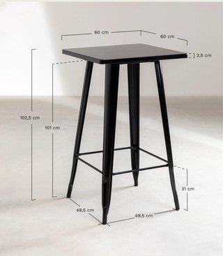Mesa alta cocina cuadrada y 1 taburete Tolix