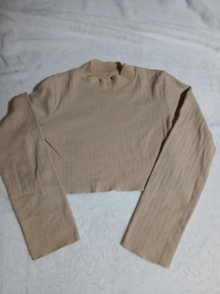 Jersey cuello alto beige talla S
