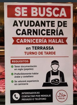 Se busca ayudante de carniceria