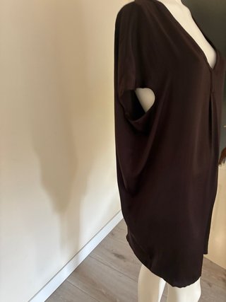 Vestido marrón efecto globo marrón, mango