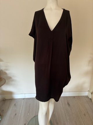 Vestido marrón efecto globo marrón, mango