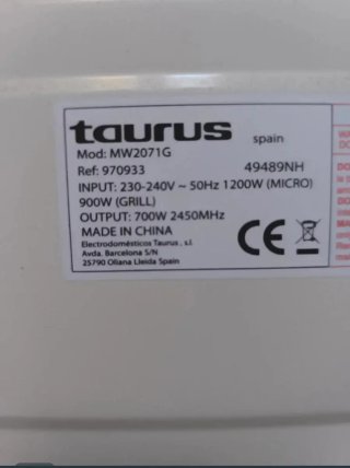 Microondas Taurus Blanco