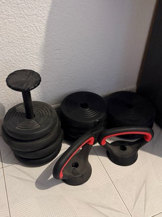 Kit Mancuernas + Barra + Discos