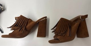 Sandalias Mango de Piel Ante color Camel Talla 37