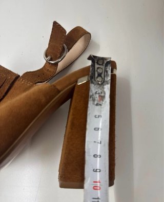 Sandalias Mango de Piel Ante color Camel Talla 37
