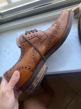 Scarpe eleganti brogue in vera pelle color cuoio