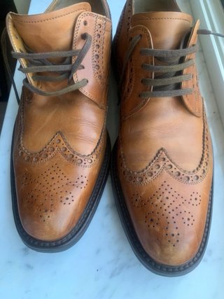 Scarpe eleganti brogue in vera pelle color cuoio
