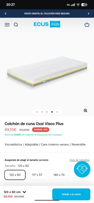 Cuna bebé Ikea + colchón viscoelástico