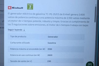 Generador Eléctrico Gasolina Einhell
