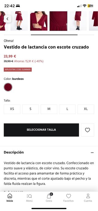 Vestido premamá terciopelo rojo