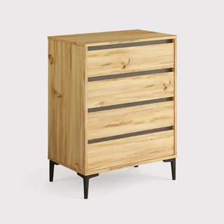 Yarala - Cassettiera stile scandinavo marrone chiaro con 4