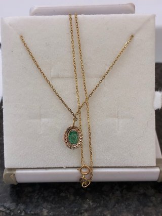 Colgante Oro 18k Esmeralda y Diamantes