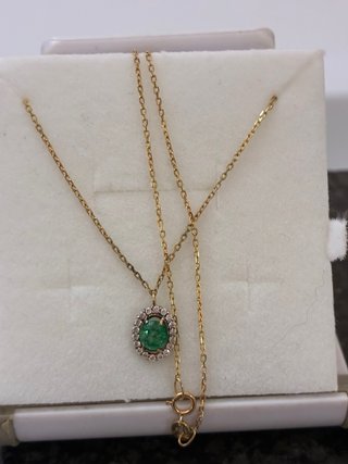 Colgante Oro 18k Esmeralda y Diamantes