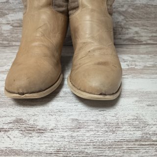 Botines piel y lino beige