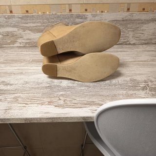 Botines piel y lino beige