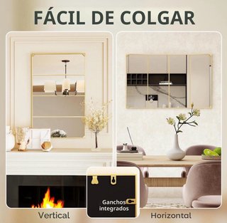 Espejo Rectangular Dorado con Marco Metálico