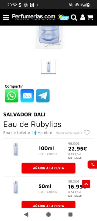 Perfume Salvador Dali Eau de Rubylips 100ml