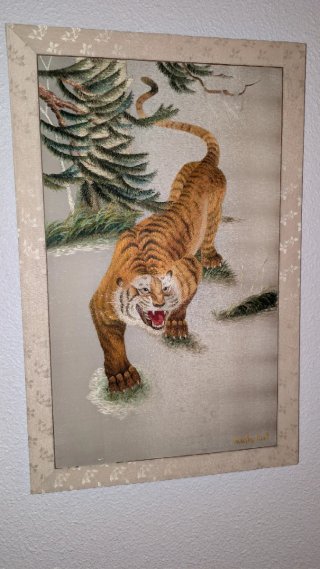Arte Corea del Norte Lienzo Seda Bordado
