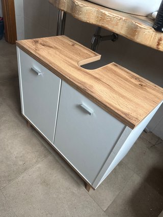 Mueble de baño madera y blanco de 60 x 55 x 28 cm