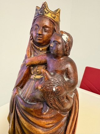 Virgen del Pilar Escayola Base Madera