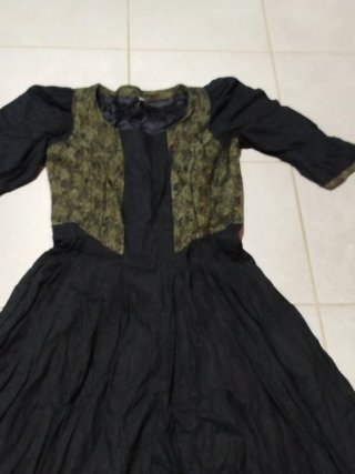 Abito vintage donna nero verde oliva