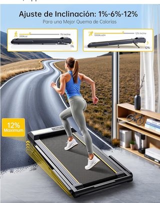 Cinta de correr y andar plegable con inclinación