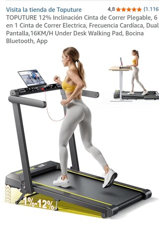 Cinta de correr y andar plegable con inclinación