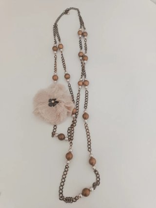 Collar Zara Vintage Flor Beige y Marrón