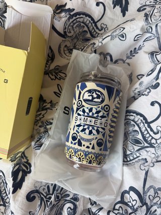 Caneca Smeg Vidro e Plástico Azul/Amarelo