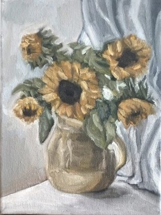 Cuadro óleo girasoles 24x18