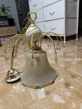 Lámpara de techo antigua cristal y metal