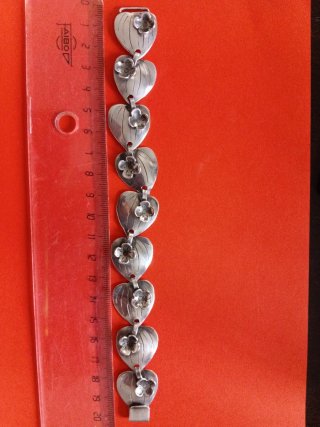 Pulsera Plata Ley Corazones y Flores